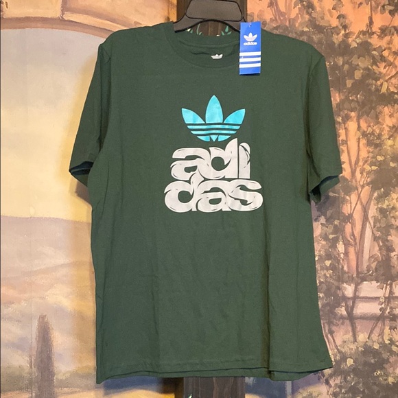 adidas green logo short sleeve tshirt - Picture 1 of 4